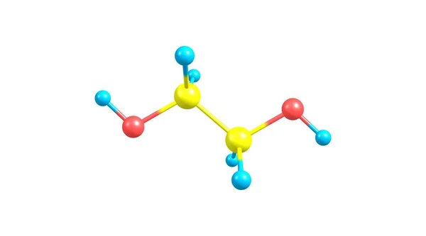 Estrutura molecular de etilenoglicol isolada sobre branco — Fotografia de Stock