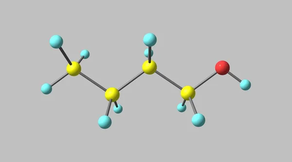 Structure moléculaire de l'alcool butylique isolée sur gris — Photo