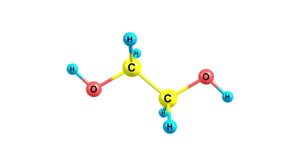 白基分离的乙二醇分子结构 — 图库照片