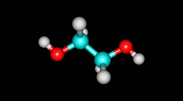 Estructura molecular de etilenglicol aislada en negro — Foto de Stock