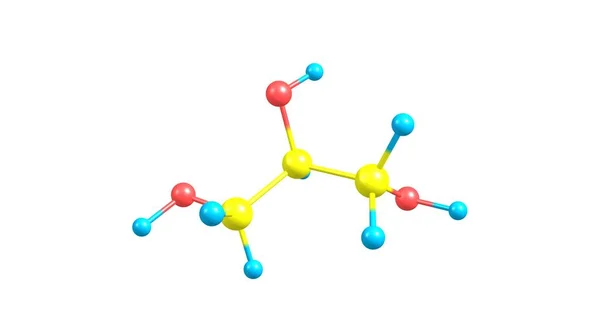 在白色上分离的甘油分子结构 — 图库照片