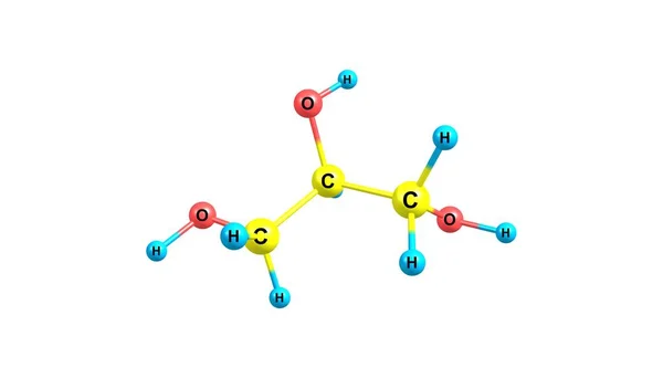 在白色上分离的甘油分子结构 — 图库照片