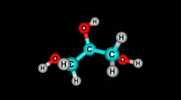 Gliserol moleküler yapısı siyah izole — Stok fotoğraf