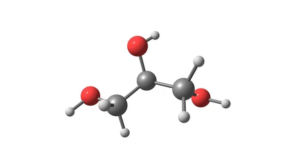 在白色上分离的甘油分子结构 — 图库照片