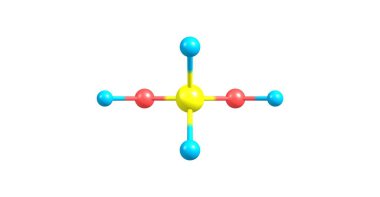 Metilen glikol moleküler yapısı beyaz izole