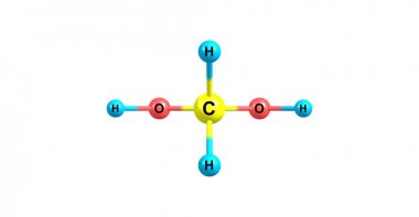 Metilen glikol moleküler yapısı beyaz izole