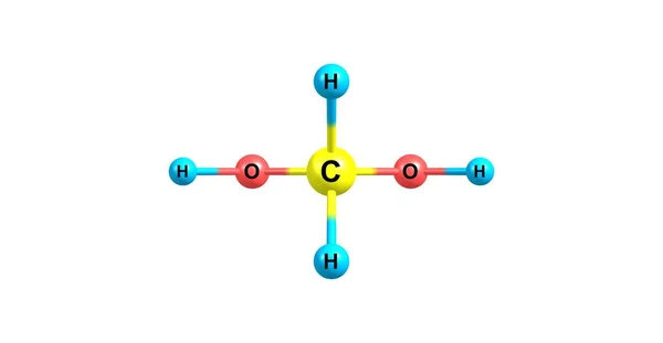 Methyleen glycol moleculaire structuur geïsoleerd op wit — Stockfoto