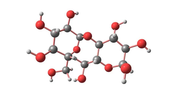 在白色上分离的淀粉分子结构 — 图库照片