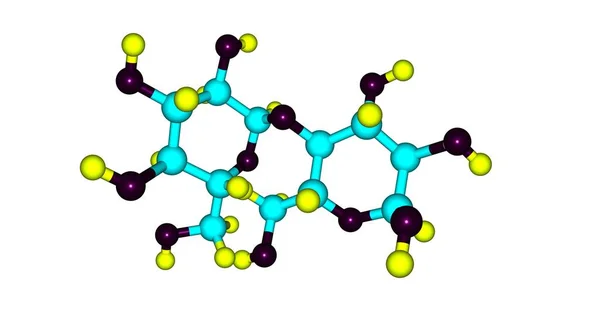 Η μοριακή δομή του αμύλου απομονώνεται σε λευκό — Φωτογραφία Αρχείου