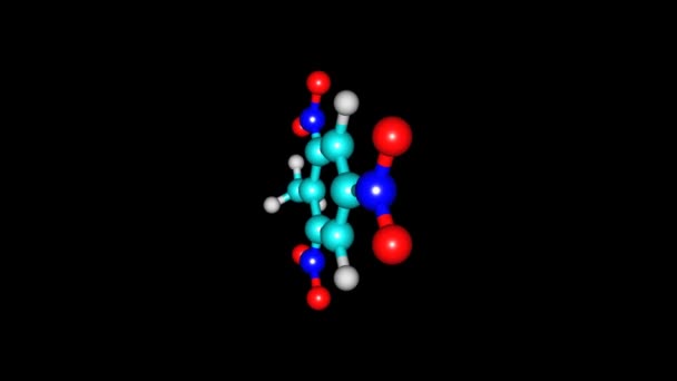 Dönen Tnt Trinitrotoluene Molekül — Stok video