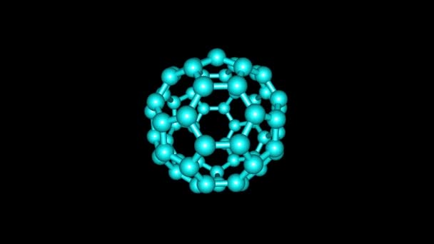 Rotazione Isolata Della Molecola Fullerene C60 — Video Stock