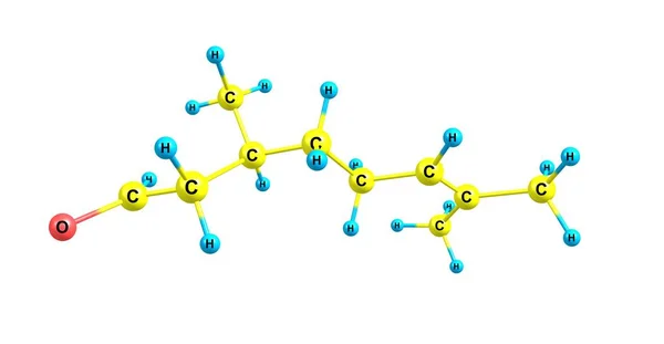 Citronellale moleculaire structuur geïsoleerd op wit — Stockfoto