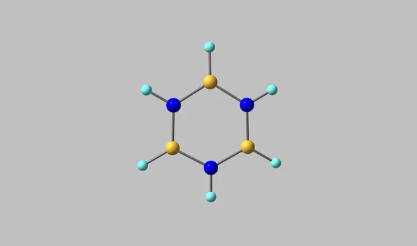 硼嗪或硼唑是一种极性无机化合物 化学配方为B3H6N3 3D说明 — 图库照片