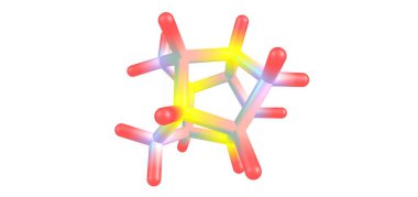 Boron nitrür nanoküler moleküler yapısı beyaza izole edilmiş. 3d illüstrasyon