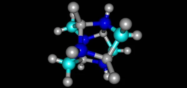 Struktura Molekularna Azotku Boru Wyizolowana Czarno Ilustracja — Zdjęcie stockowe