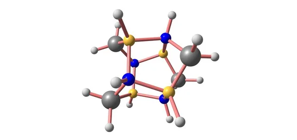 Struktura Molekularna Azotku Boru Wyizolowana Białym Ilustracja — Zdjęcie stockowe