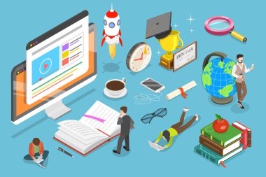 Online Eğitim düz izometrik vektör kavramı.