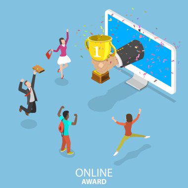 Online ödül düz izometrik vektör kavramı.