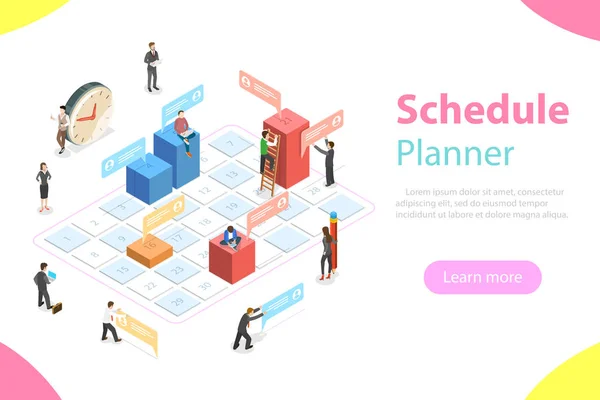Planejador de agenda conceito vetor isométrico plano . — Vetor de Stock