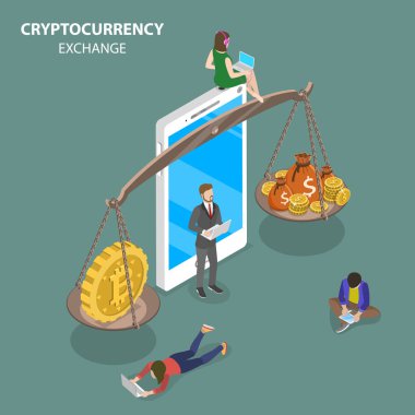 Cryptocurrency Döviz düz izometrik vektör.