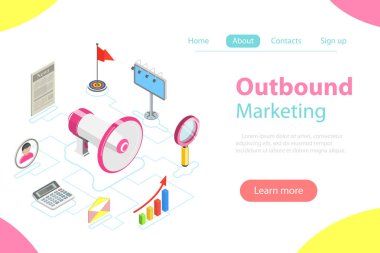 Düz izometrik vektör konsept illüstrasyon pazarlama gelen.