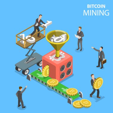 İzometrik vektör kavram çizim cryptocurrency incelemesi.
