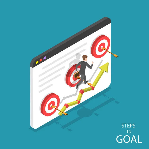 Steps to goal isometric flat vector concept. — Stock Vector