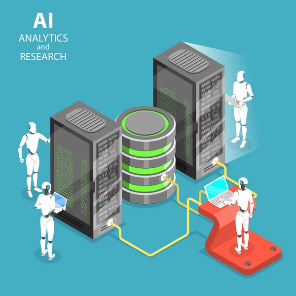 Izometrikus Sík Vektor Fogalma Mesterséges Intelligencia Analytics Kutatási Integráció Nagy — Stock Vector