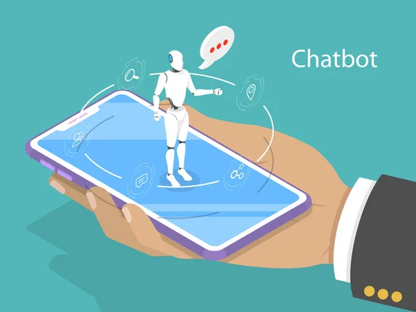 Suporte ao cliente chatbot conceito vetor isométrico plana . —  Vetores de Stock