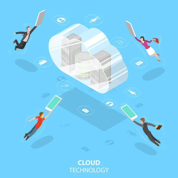 Cloud computing technology isometric flat vector concept. — Stock Vector