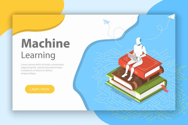 Machine learning-isometrisk platt vektor konceptuell illustration. — Stock vektor