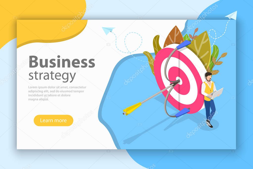 Business strategy isometric flat vector conceptual illustration.