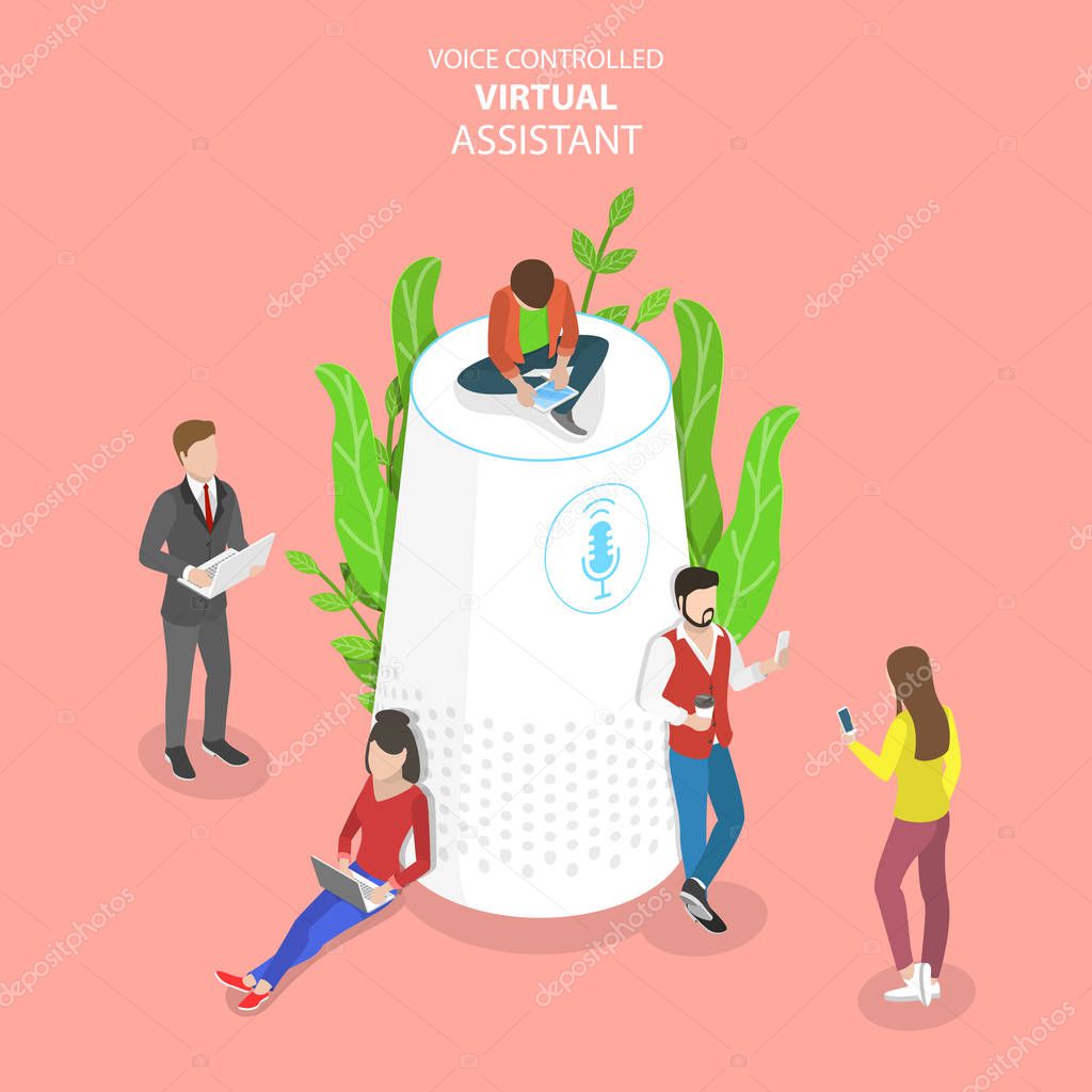 Personal voice isometric flat vector conceptual illustration.