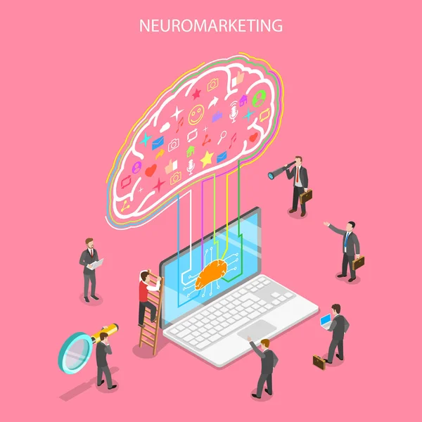 Neuromarketing dijital kampanyası izometrik düz vektör kavramı. — Stok Vektör