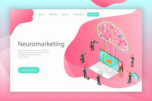 Neuromarketing dijital kampanyası izometrik düz vektör kavramı. — Stok Vektör