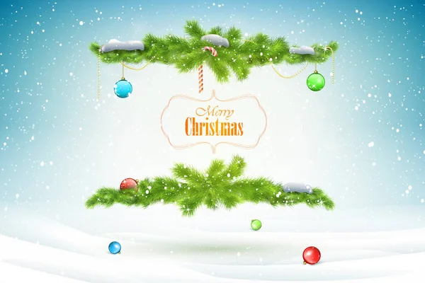 クリスマス背景にクリスマスと新年の文字体裁挨拶. — ストックベクタ