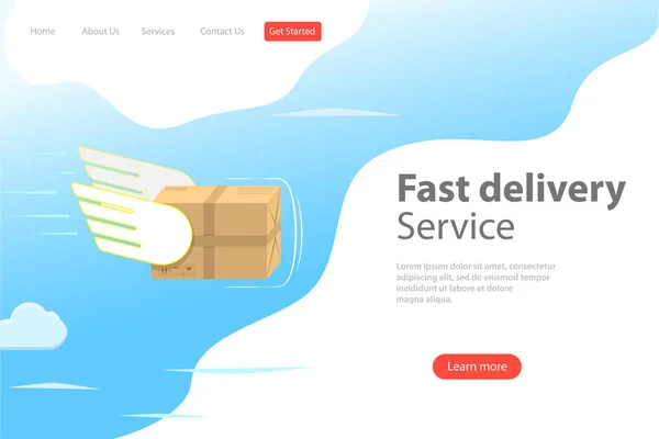 Isometrisk platt vektor landning sida mall av expresspost. — Stock vektor