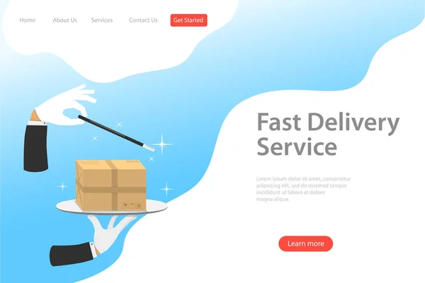 Isometric flat vector landing page template of fast delivery service. — Stock Vector