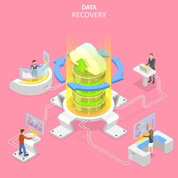 Isometrische platte vector concept van Data Recovery Services. — Stockvector