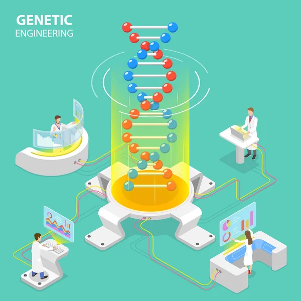 Genetik mühendisliğinin isometrik düz vektör kavramı. — Stok Vektör