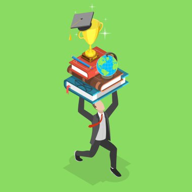 Online eğitimin düz isometrik vektör kavramı, e-öğrenme, web semineri.