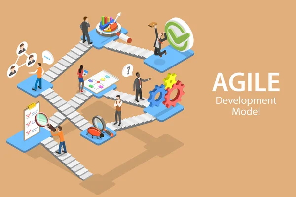 Isometric Flat Vector concept of Agile Software Development Methodology. — 스톡 벡터