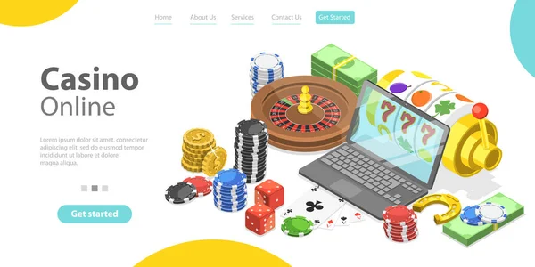 3D Isometrisk platt vektor Konceptuell illustration av Online Gambling Platform. — Stock vektor