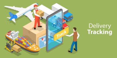 Mobil Uygulamanın 3B Isometric Düz Vektör Kavramsal İllüstrasyonu.