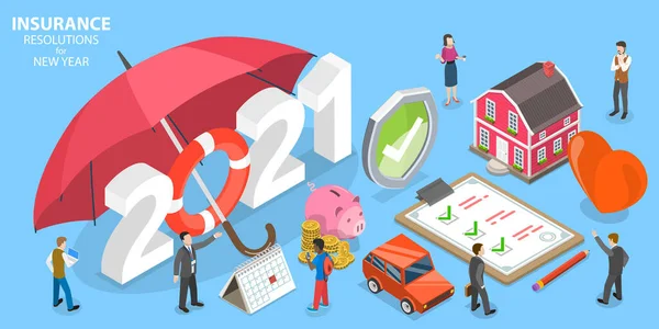 Résolutions d'assurance pour la nouvelle année 2021, Régimes d'assurance maladie familiale. — Image vectorielle