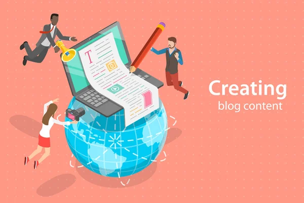 Blogs Creativos, Estrategia de Marketing de Contenidos, Publicación Comercial de Blog y Redacción. — Archivo Imágenes Vectoriales