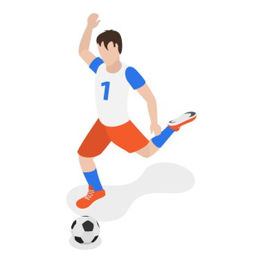 3 Boyutlu Isometric Düz Vektör Futbol Oyuncuları, Çeşitli Futbol Karakterleri. Madde 5