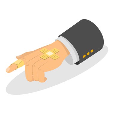 3D Isometric Düz Vektör El Yarası Tedavisi, Uzuv Bandaj Talimatları. Madde 2