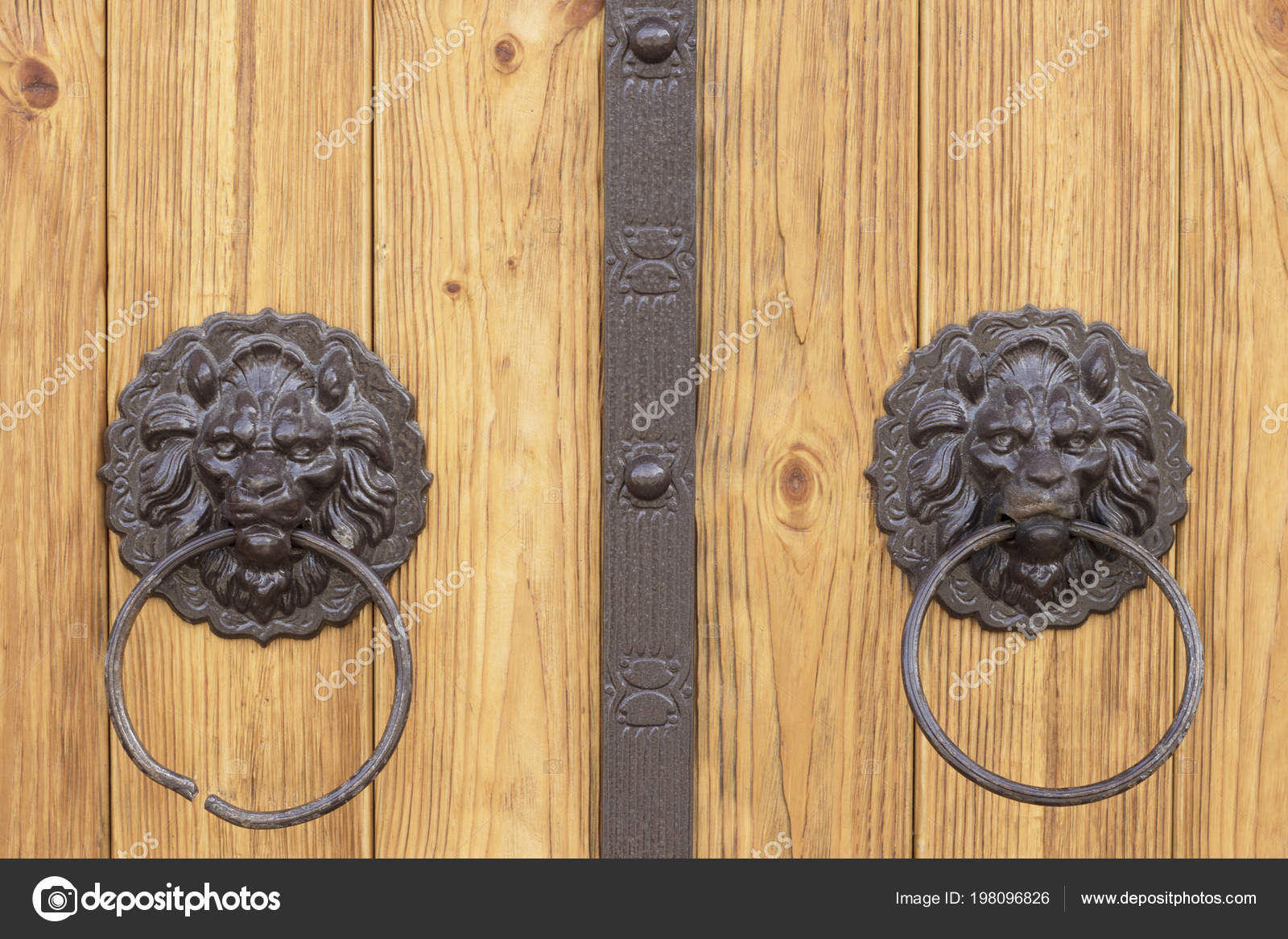 Door Handles Form Lion Head Doors Made Pine Metal Lining Stock