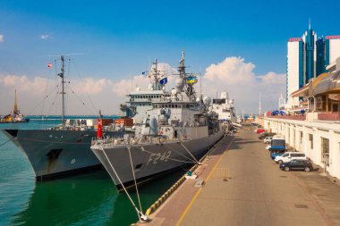 2018.07.23 Odessa. Ukrayna. Odessa port Nato ülkelerinin gemi deniz meltemi egzersizler sırasında mücadele.